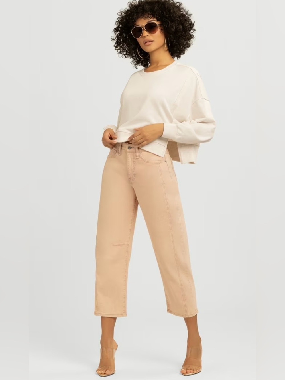 NWT Jessica Simpson Cropped Wide-Leg Jeans in Peach size 14.